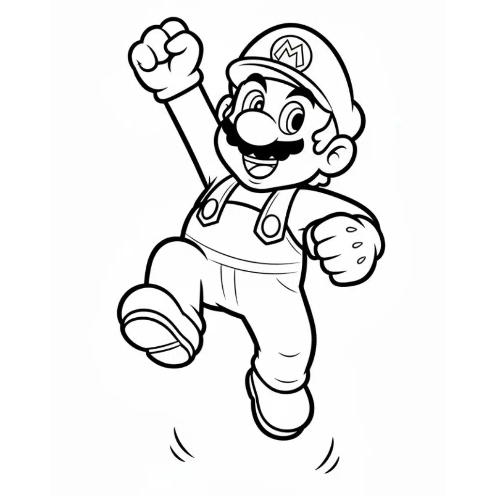 mario coloring page jump