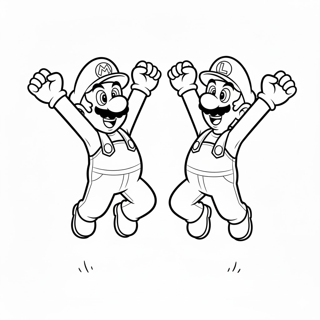 mario coloring page luigi jump