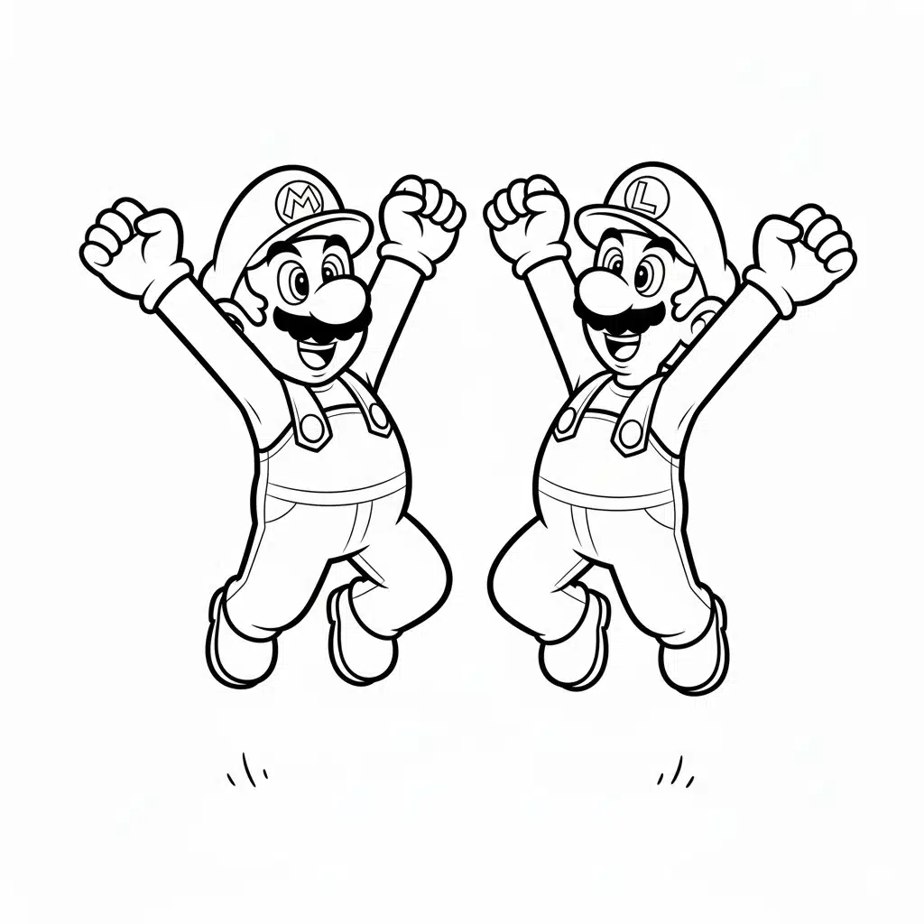 mario coloring page luigi jump