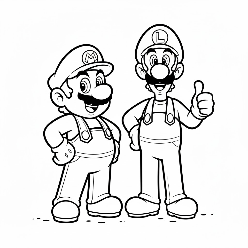 mario coloring page luigi
