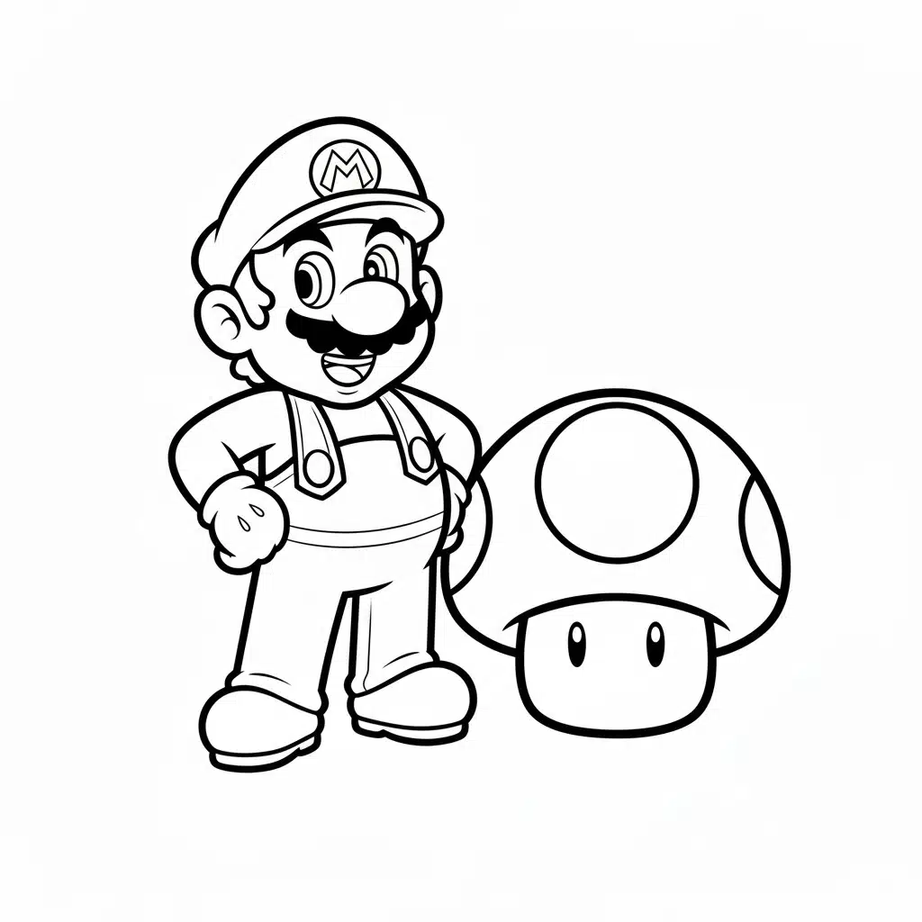 mario coloring page mushroom