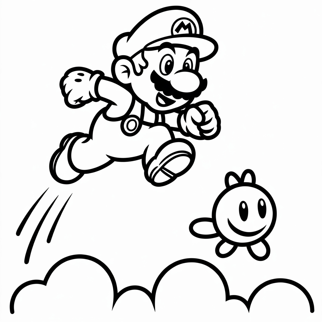 mario coloring page over goomba