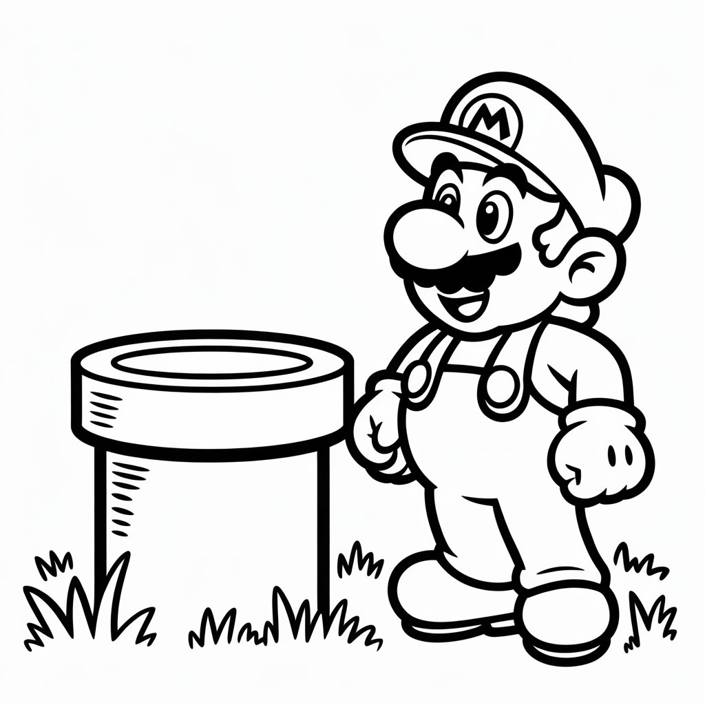 mario coloring page pipe entrance