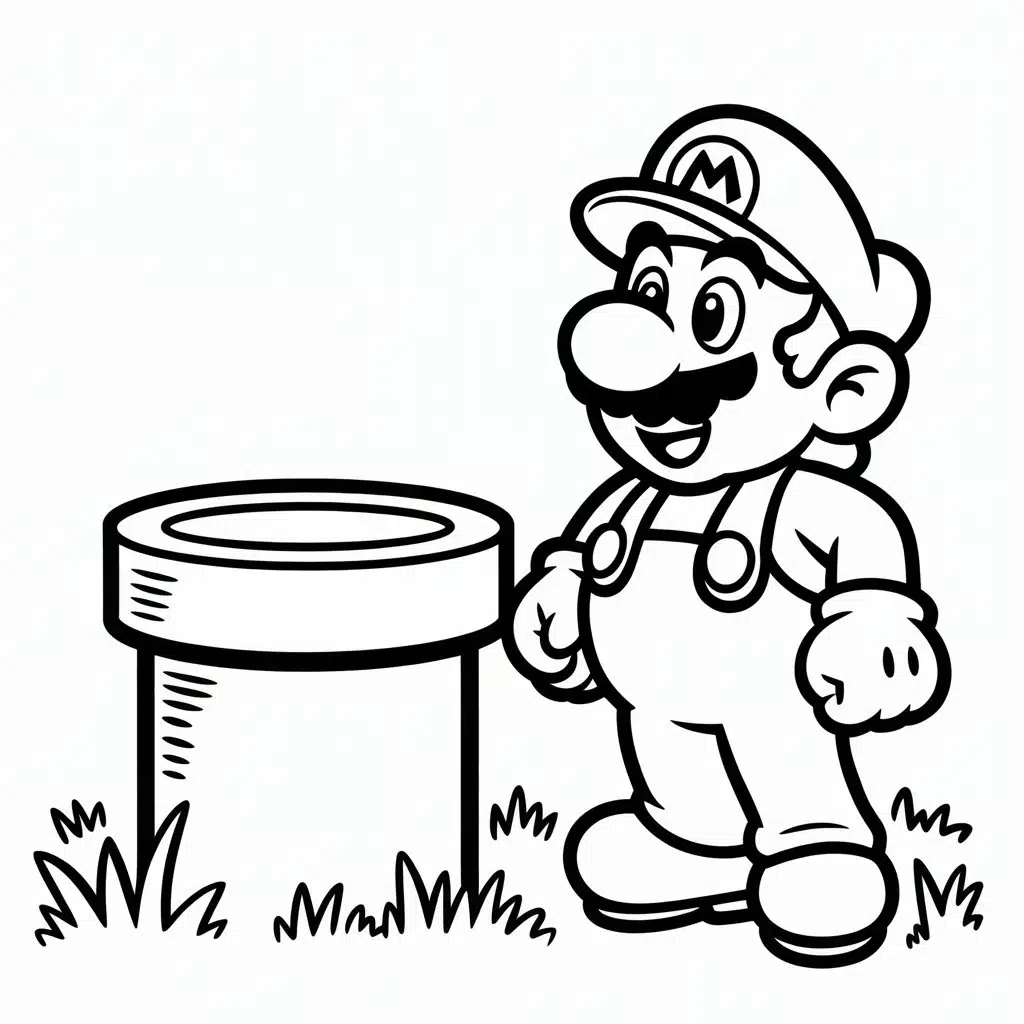 mario coloring page pipe entrance