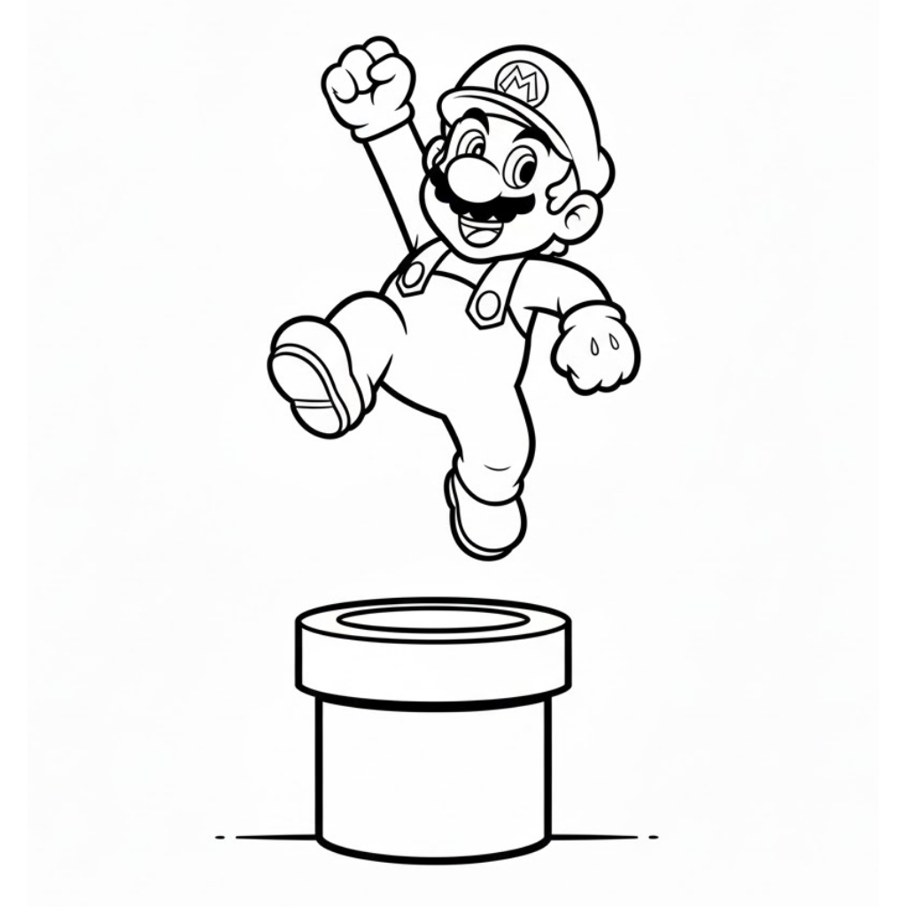 mario coloring page pipe
