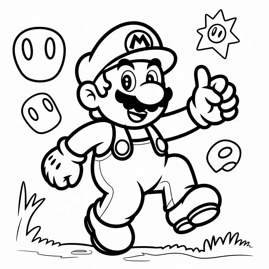mario coloring page power