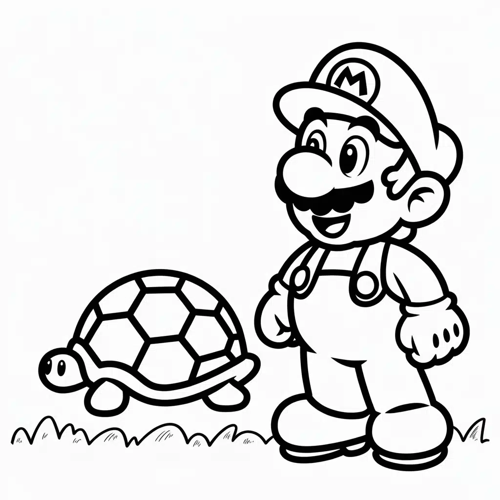 mario coloring page shell