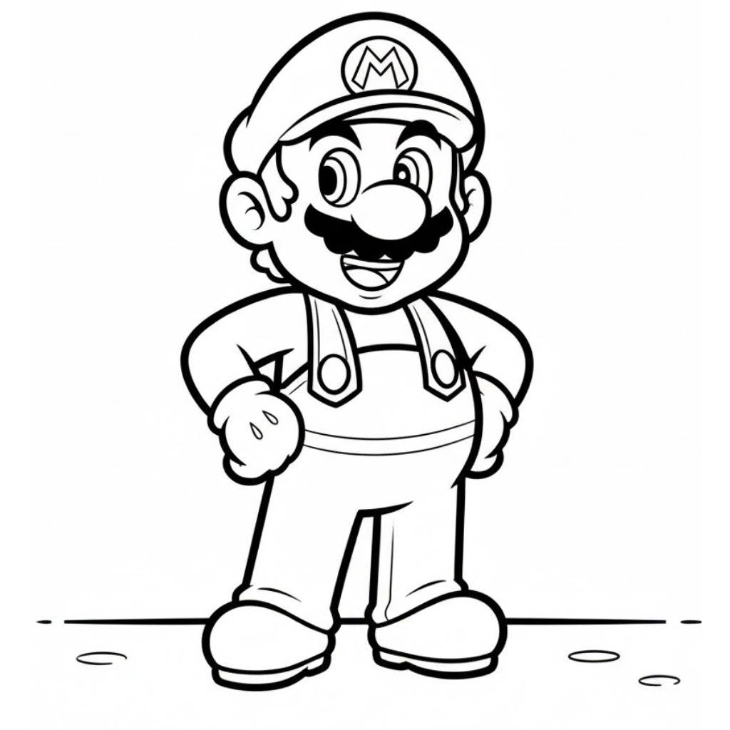 mario coloring page standing