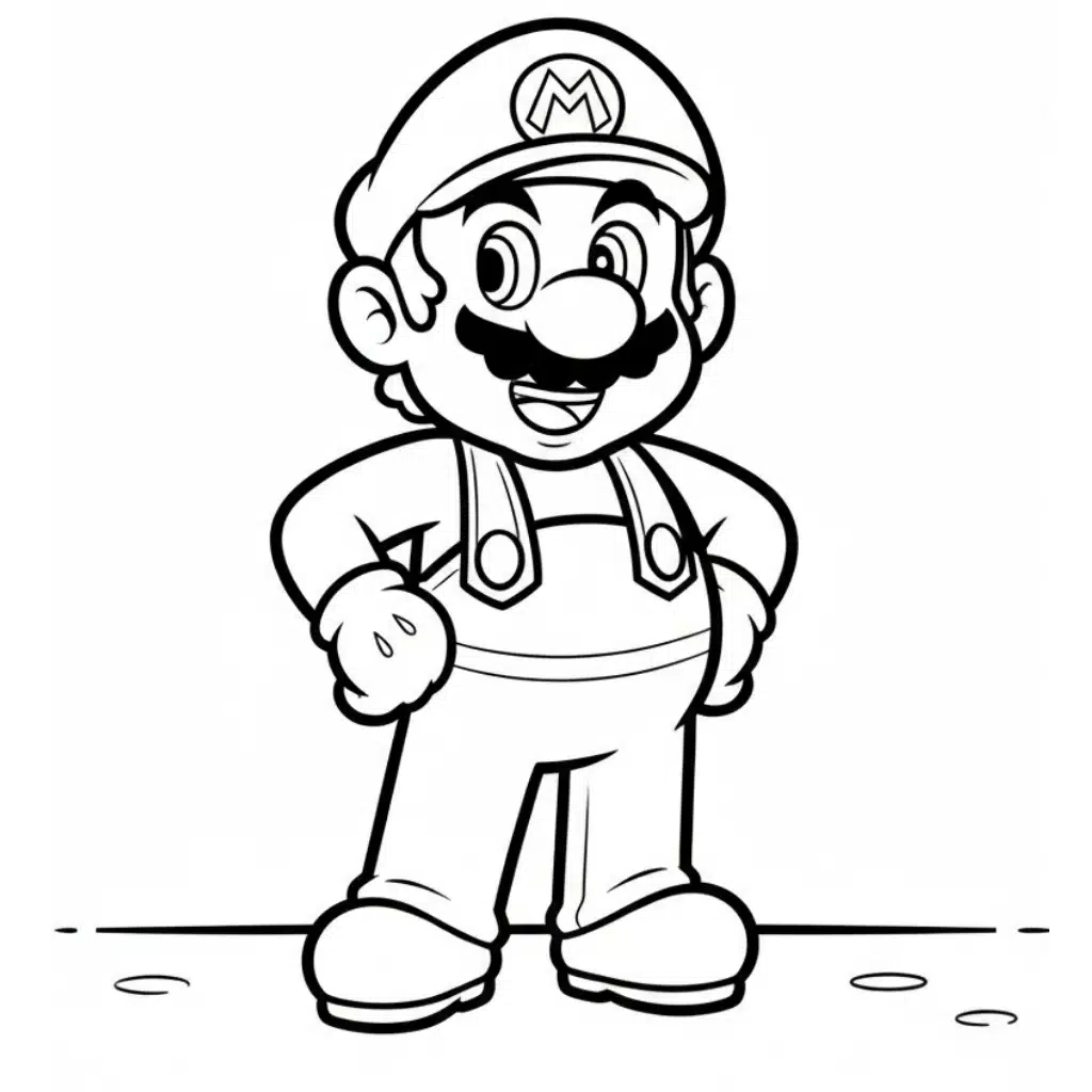 mario coloring page standing