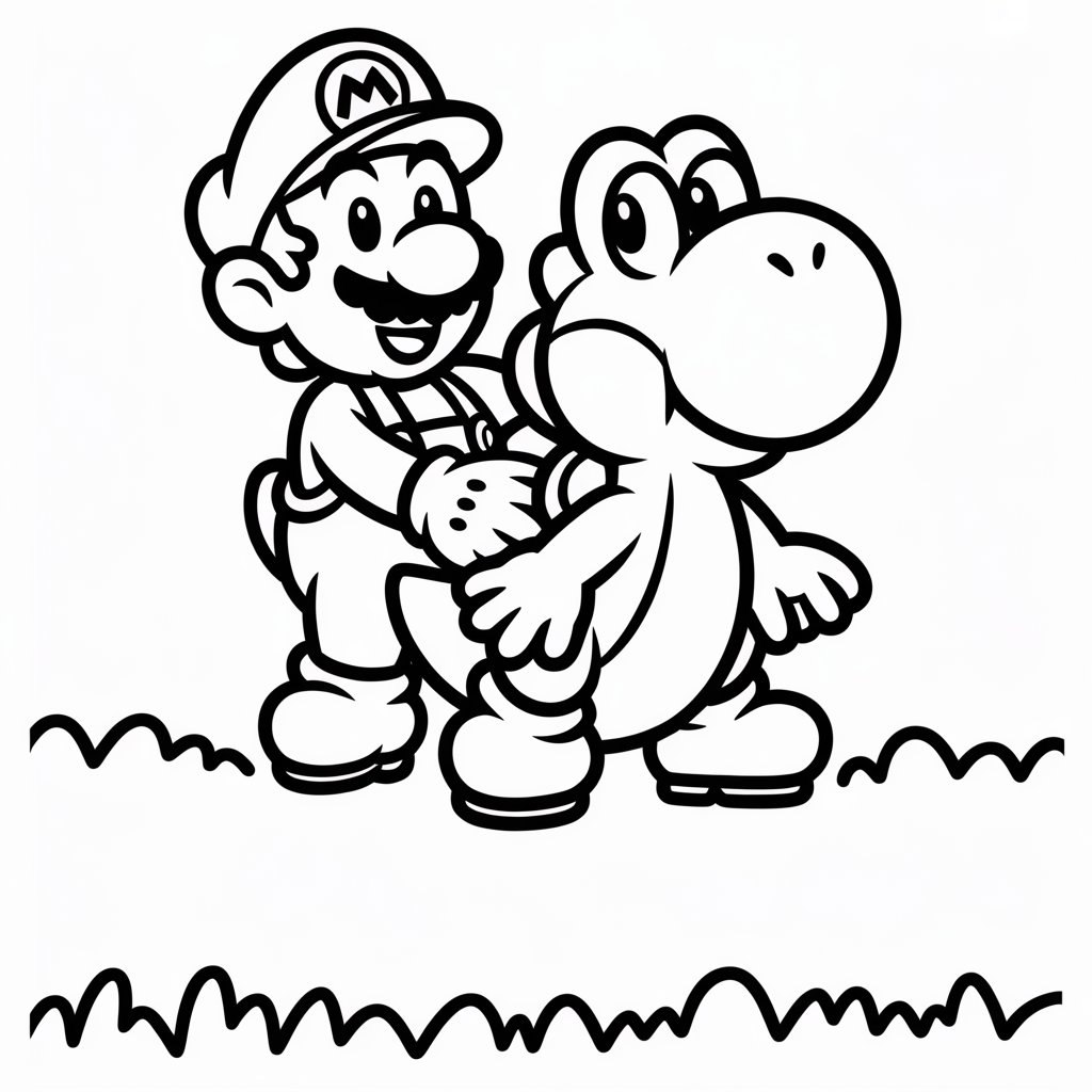 mario coloring page yoshi ride