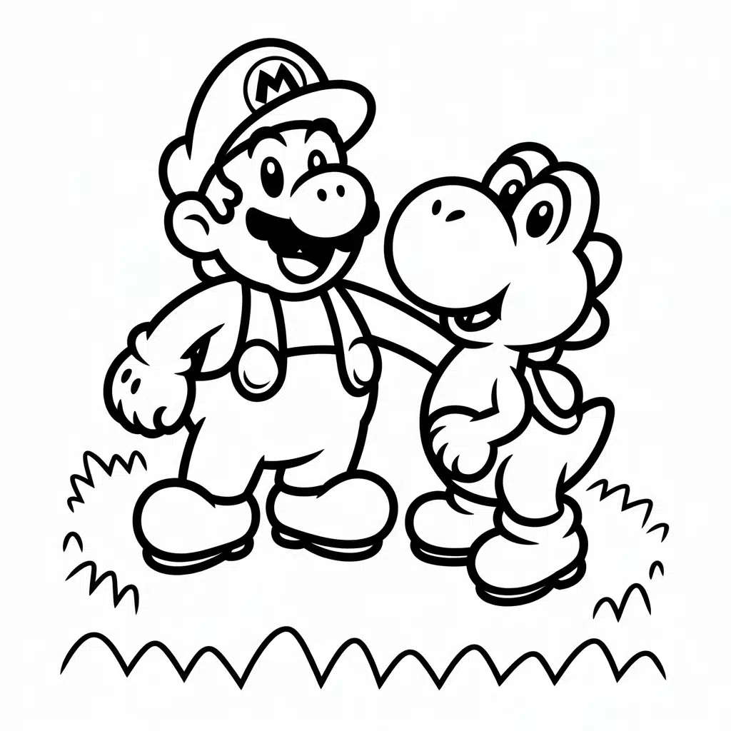 mario coloring page yoshi