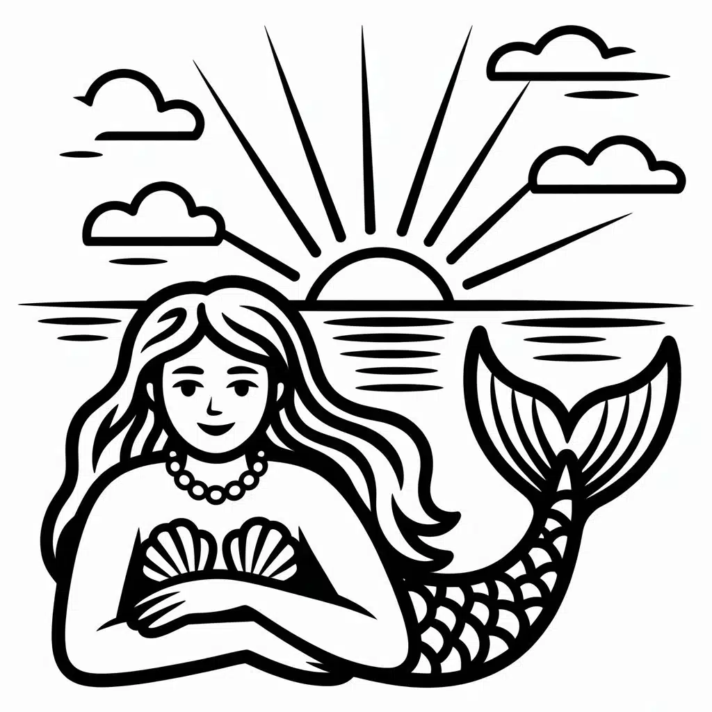 mermaid and ocean sunset