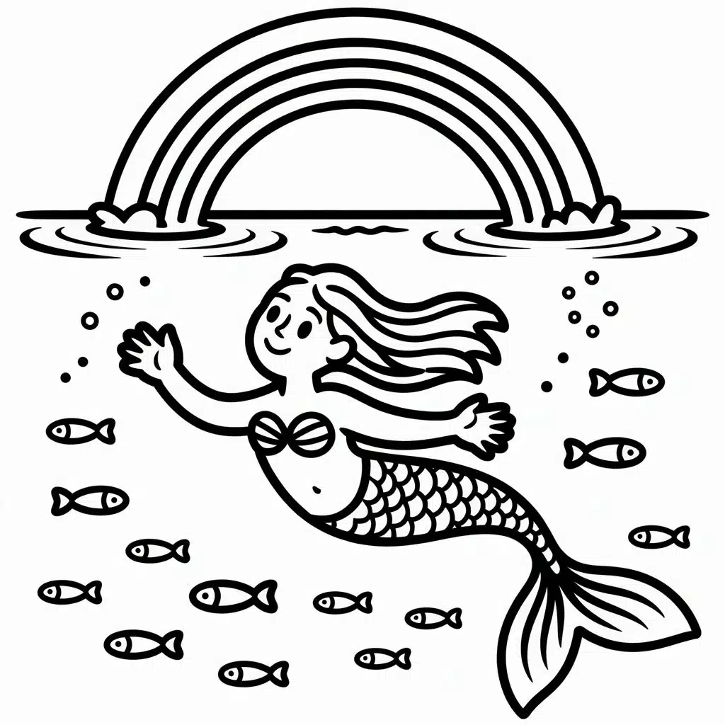 mermaid and rainbow ocean