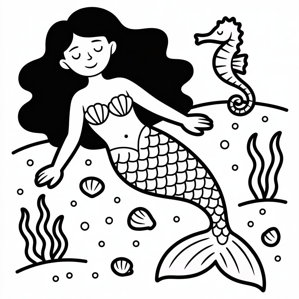 mermaid and seahorse