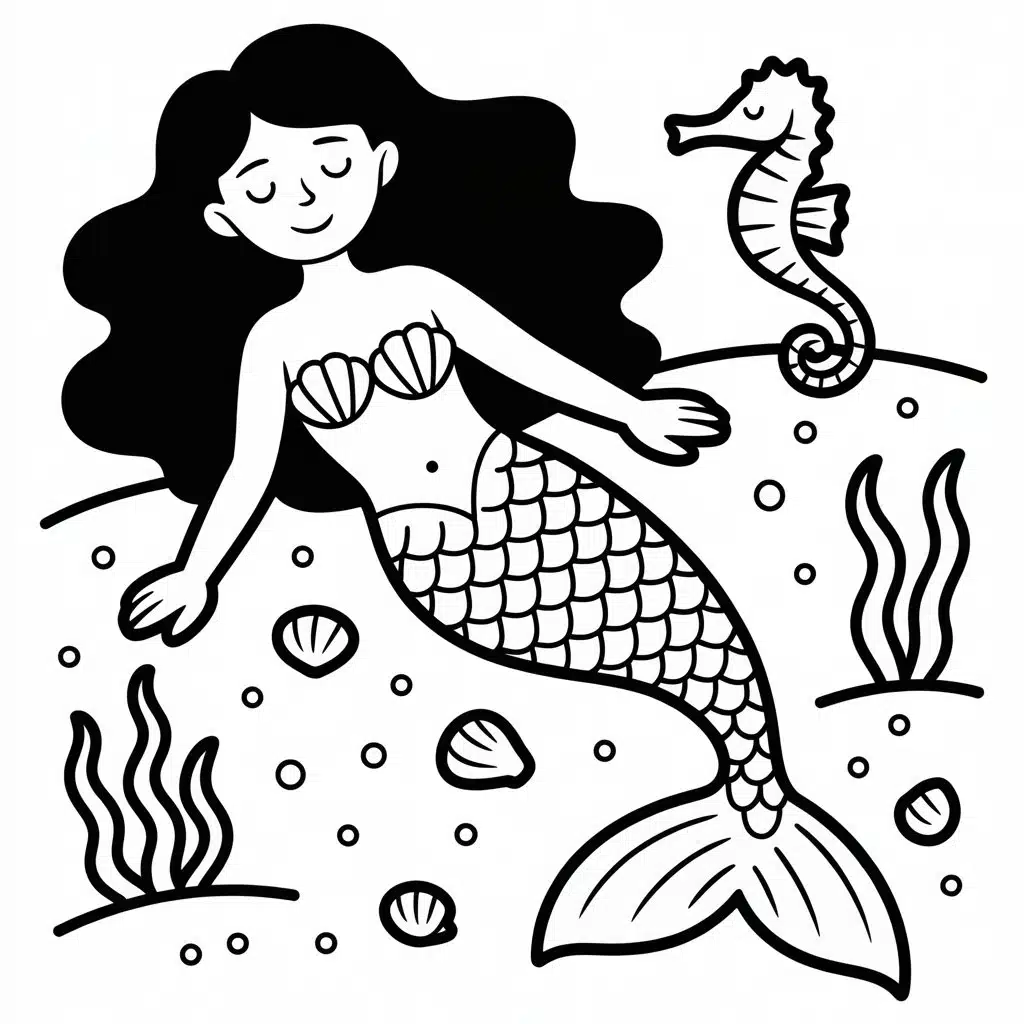 mermaid and seahorse