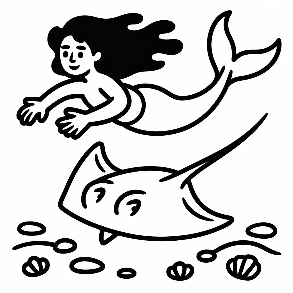 mermaid and stingray