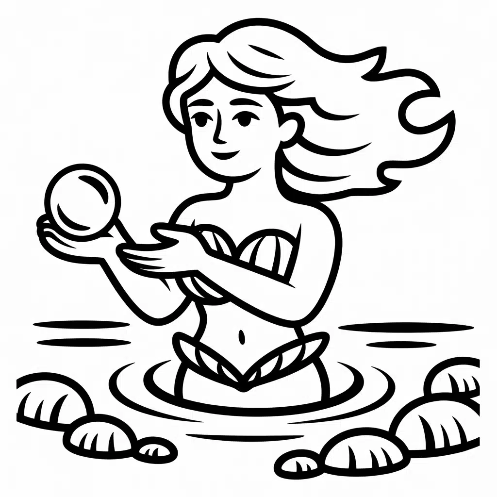 mermaid holding a pearl