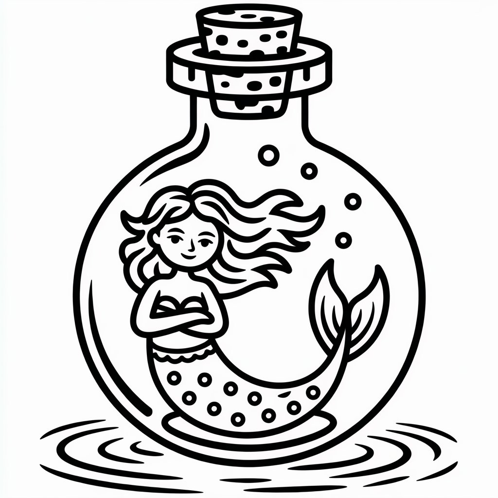mermaid in a bottle scene