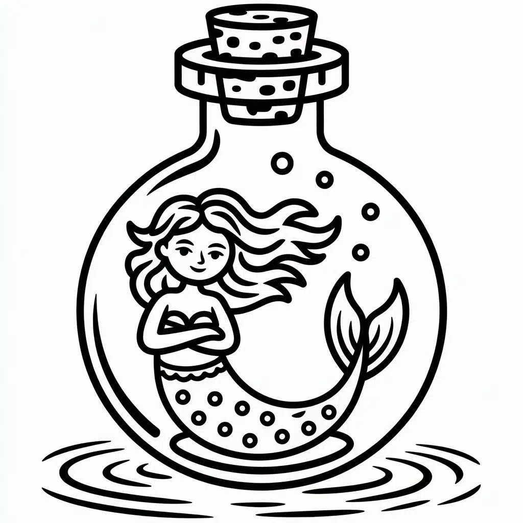 mermaid in a bottle scene