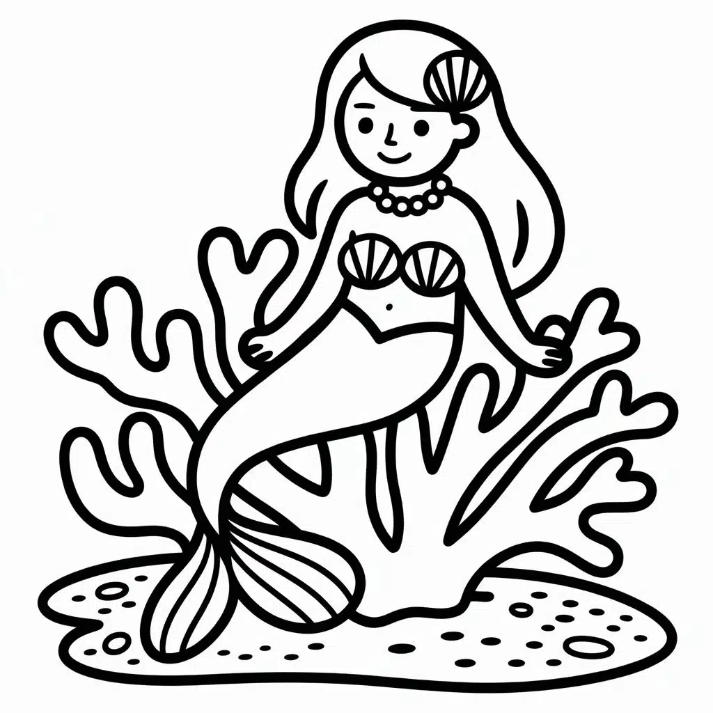 mermaid resting on coral