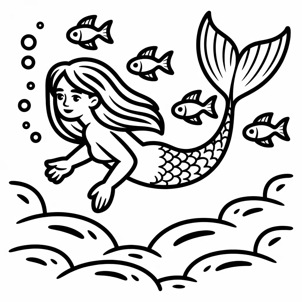 mermaid swimming with fish