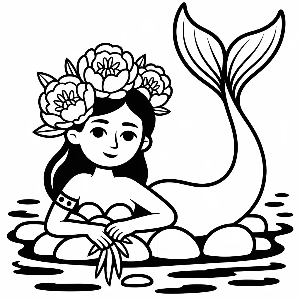 mermaid with flower hairpiece
