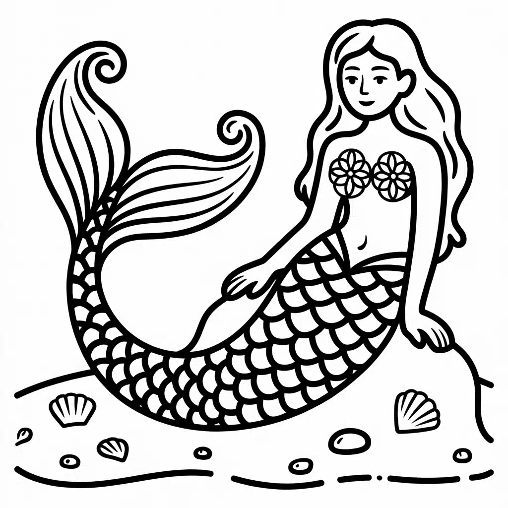 mermaid with flowing tail patterns