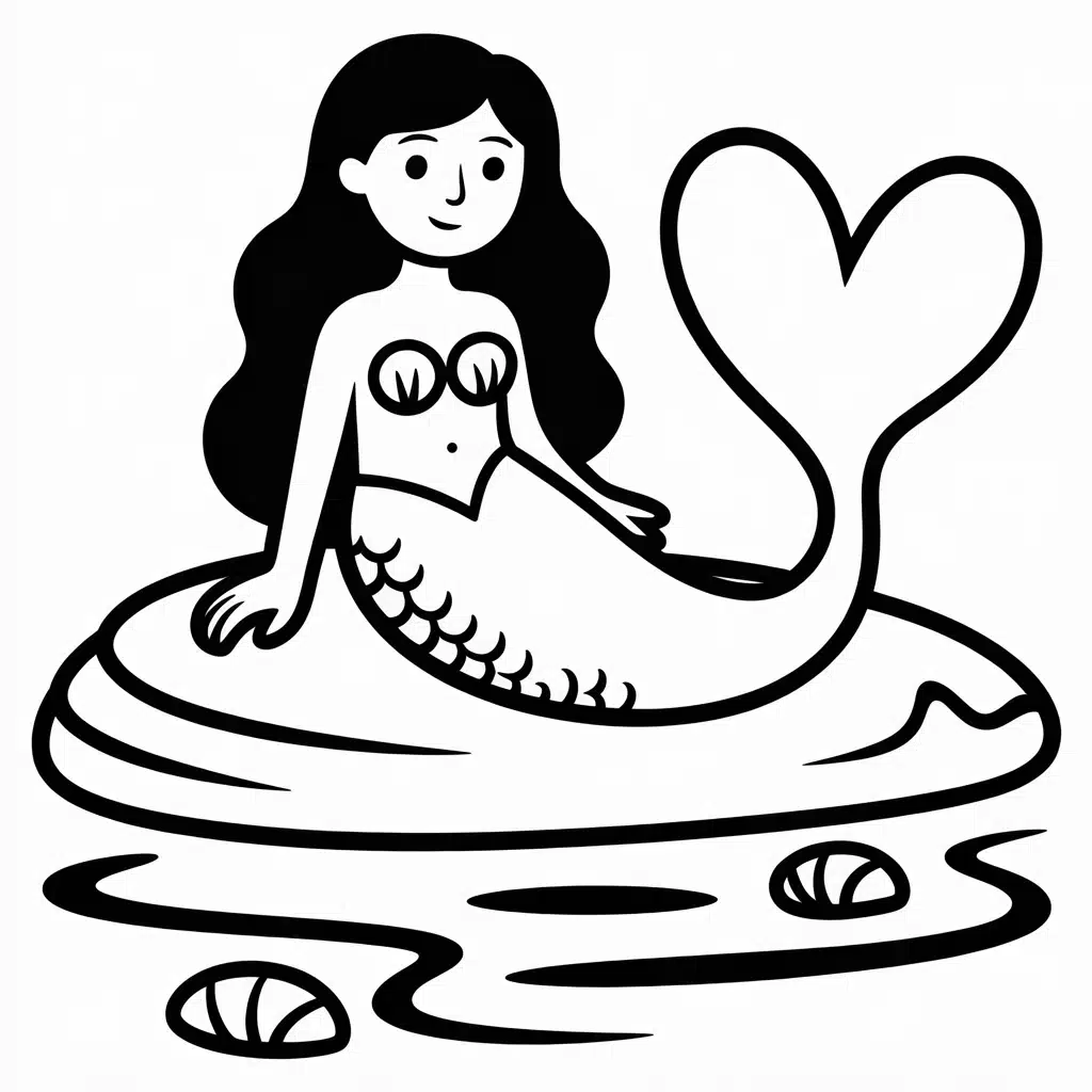 mermaid with heart shaped tail
