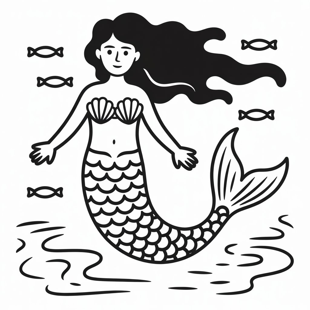 mermaid with long flowing hair