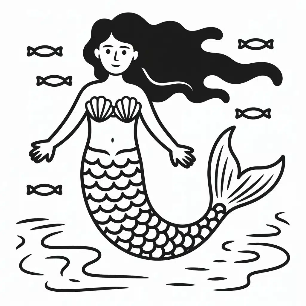 mermaid with long flowing hair