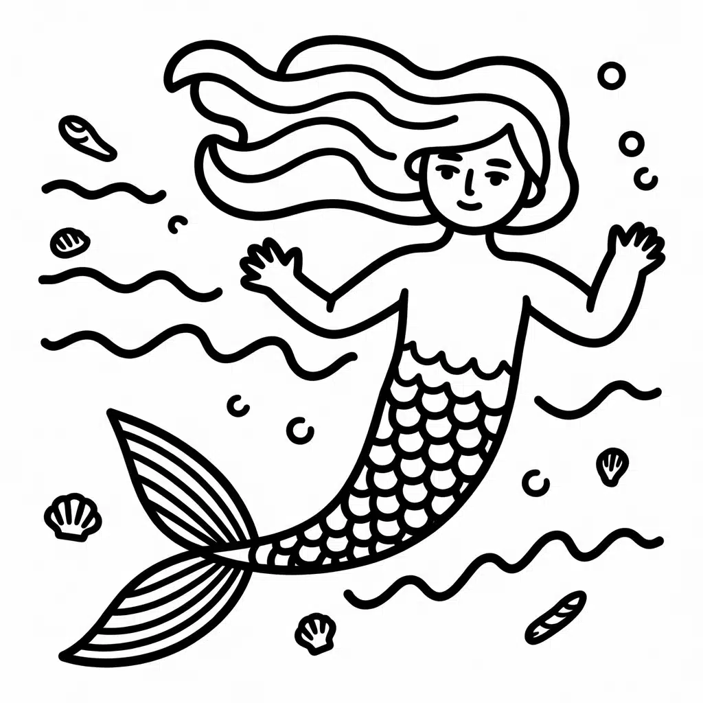 mermaid with ocean waves