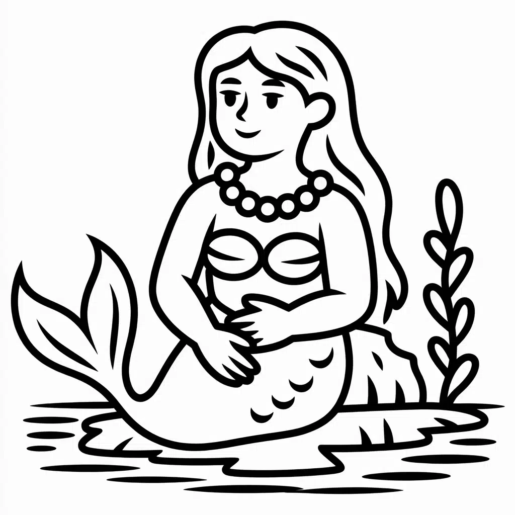 mermaid with pearl necklace