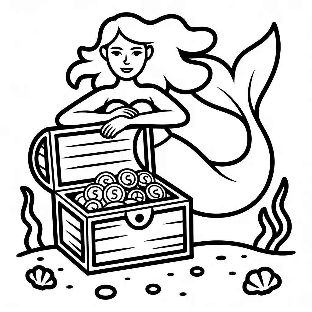 mermaid with treasure chest