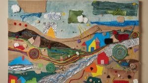 mixed media texture exploration wall