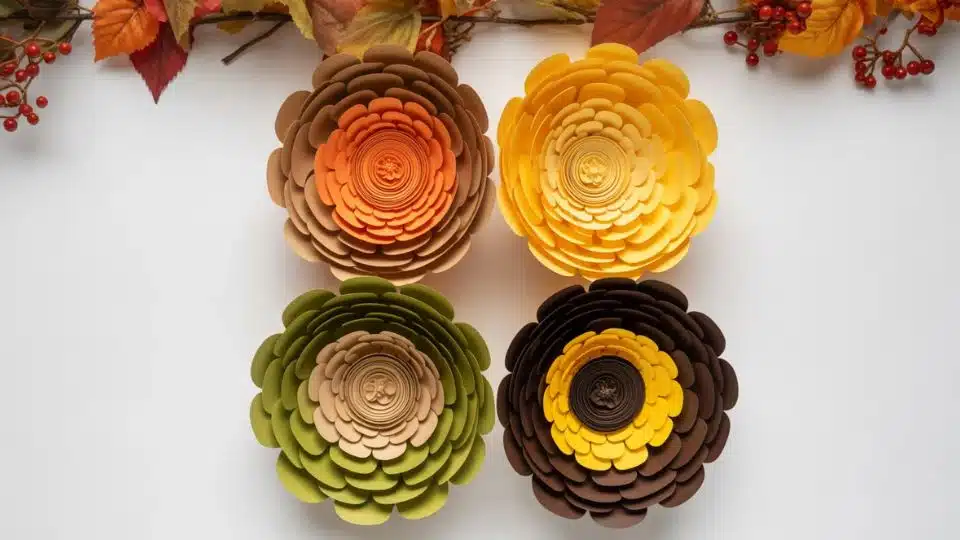 oversized fall floral paper sculptures