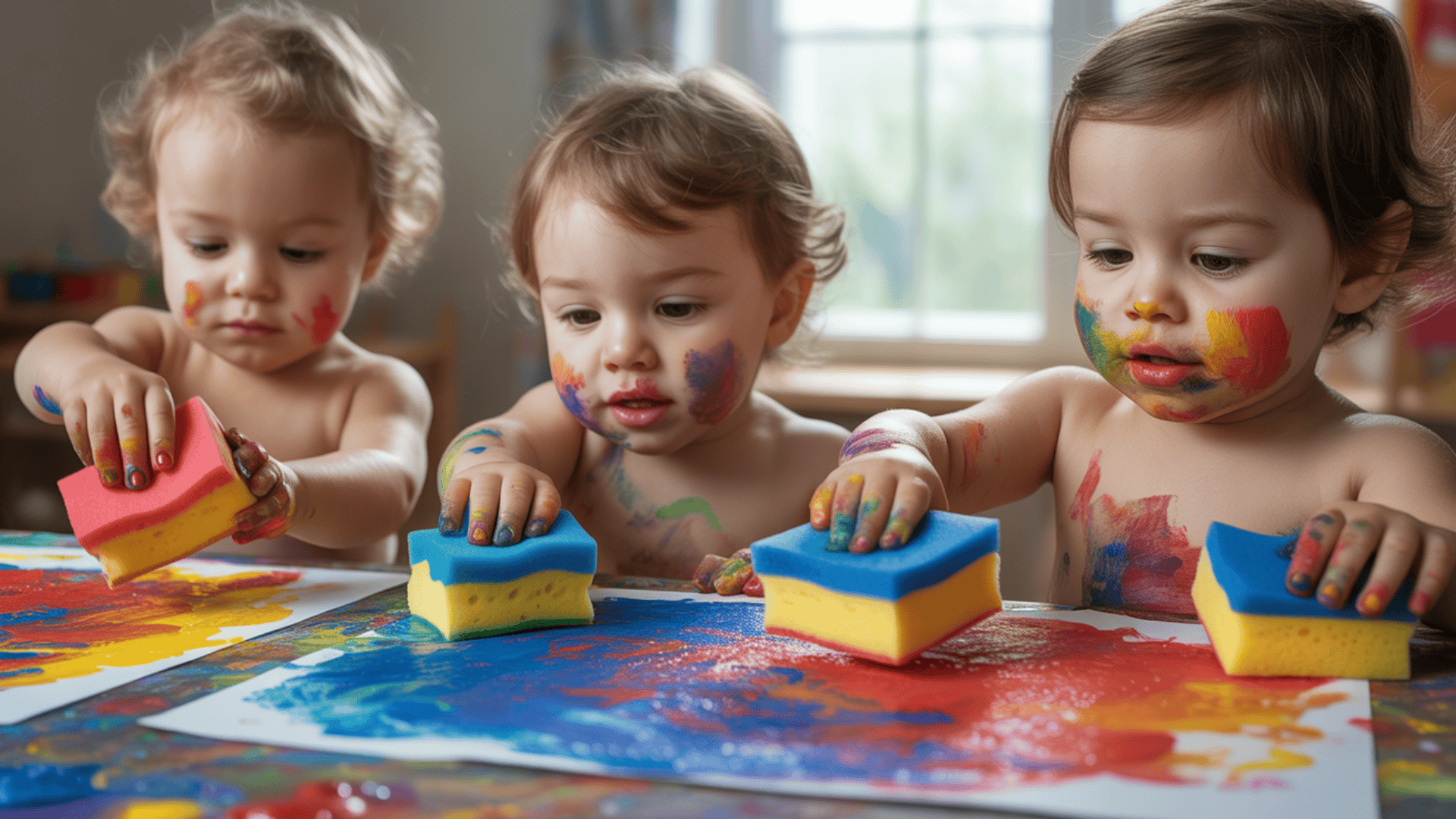 paint with household items like sponges