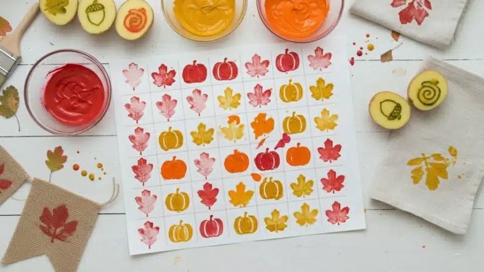 potato stamp fall patterns carved veggie printing fun