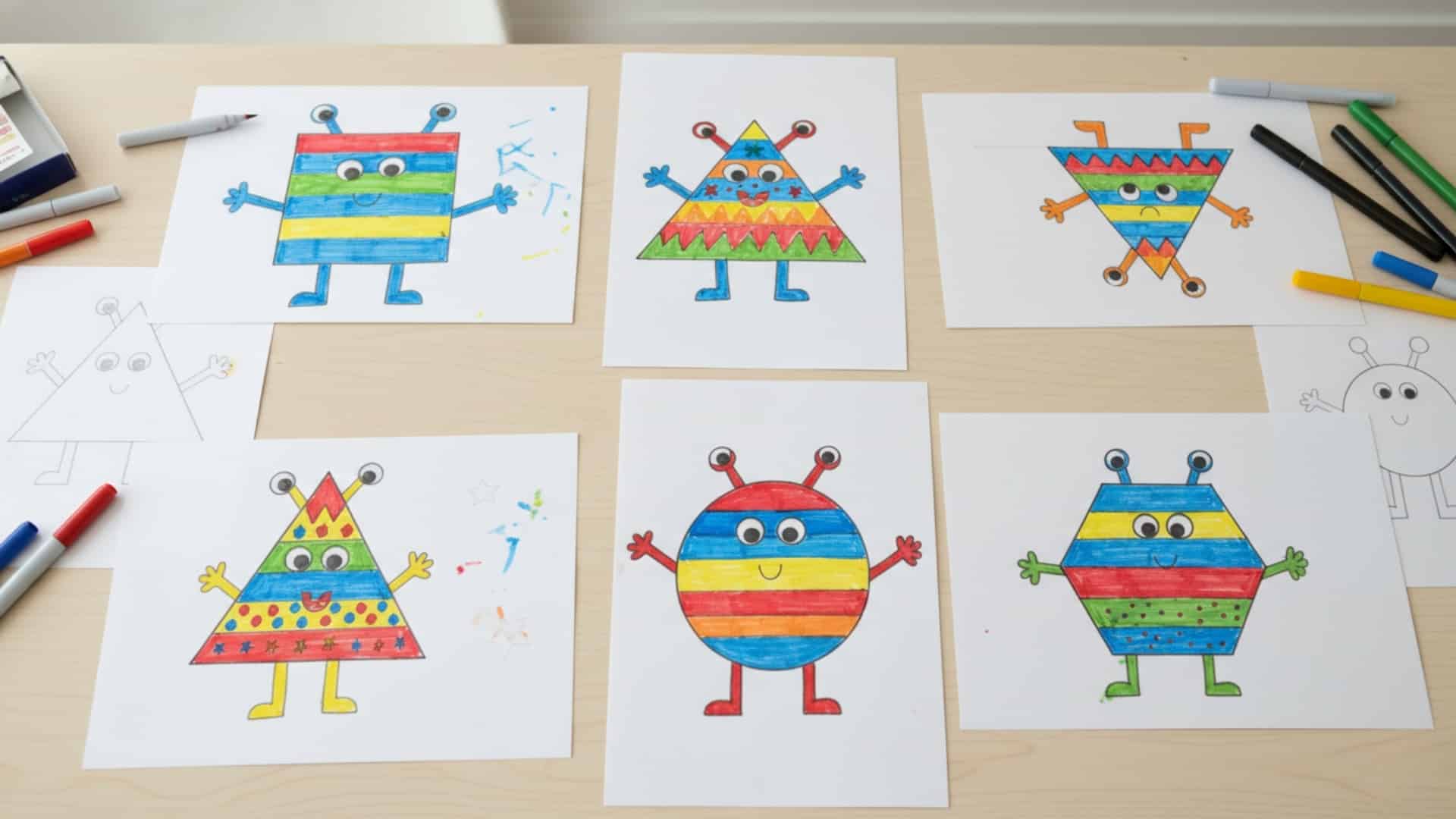 shape monsters kids art project