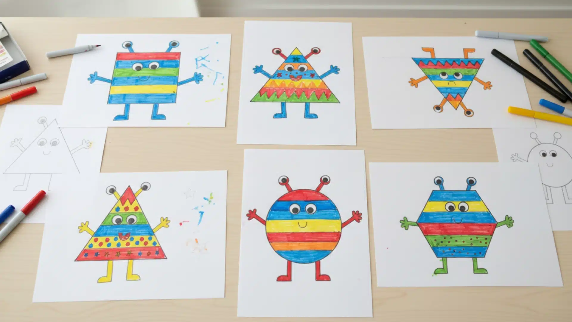 shape monsters kids art project