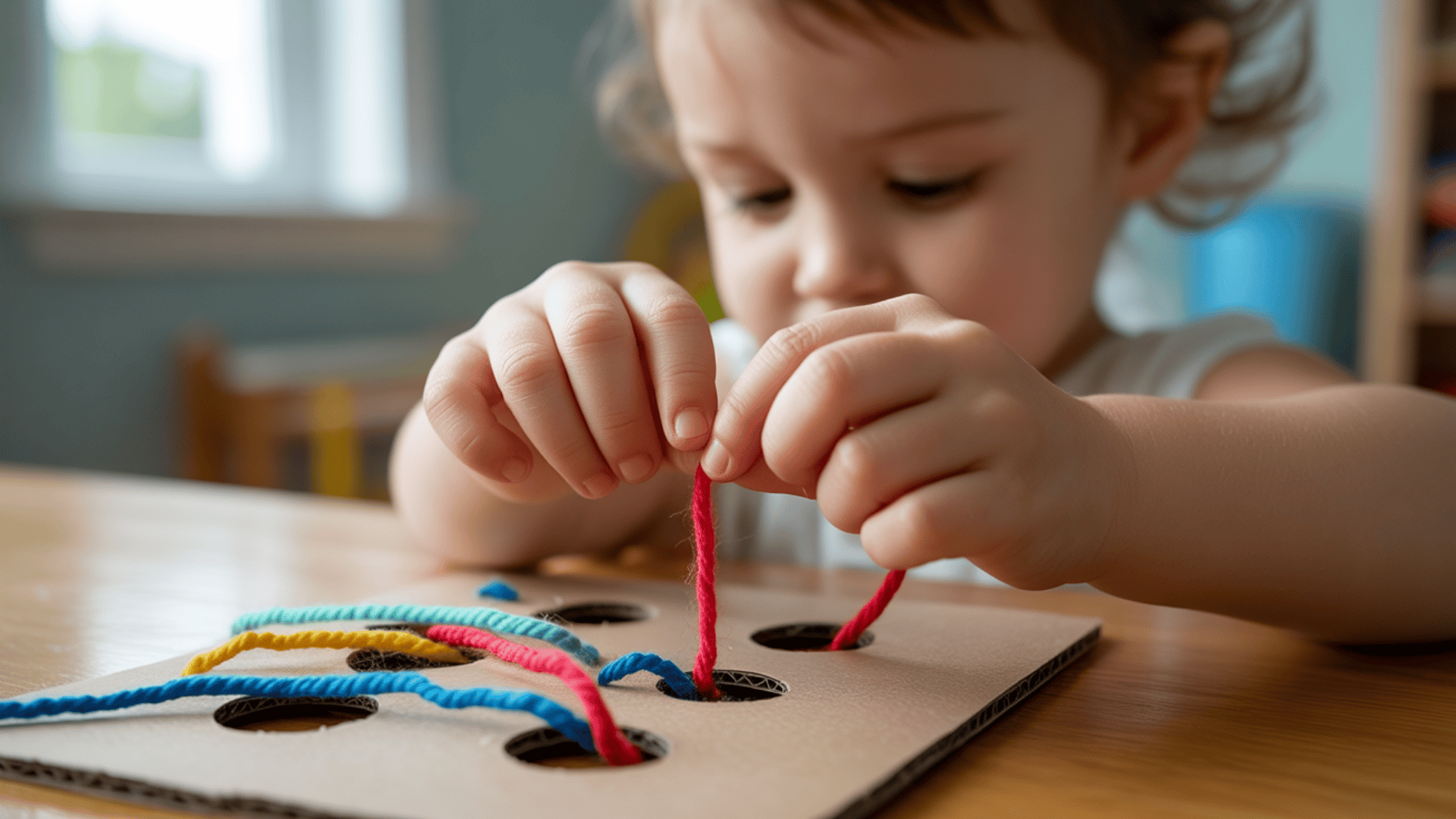 simple sewing or lacing activity