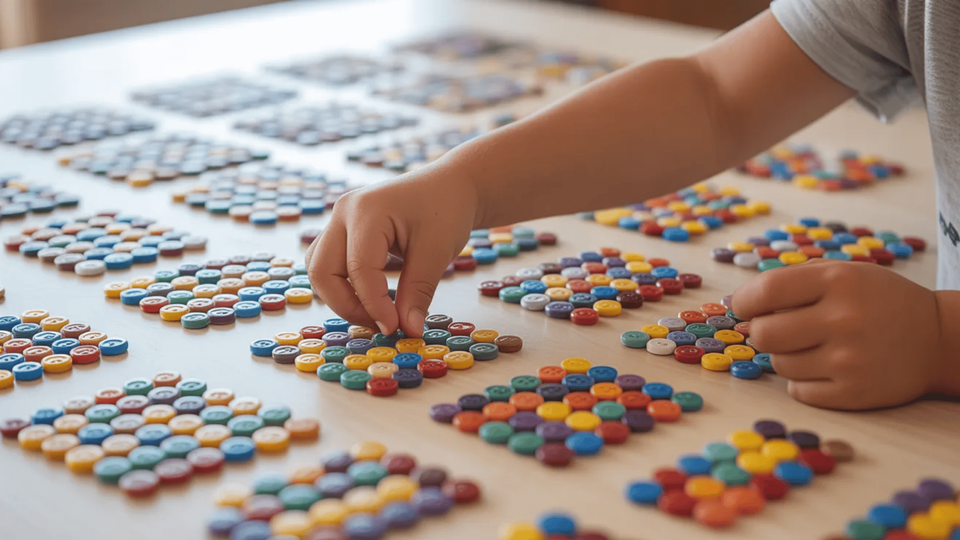 sorting and pattern games with colors and shapes