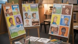 storytelling art panels created in teams