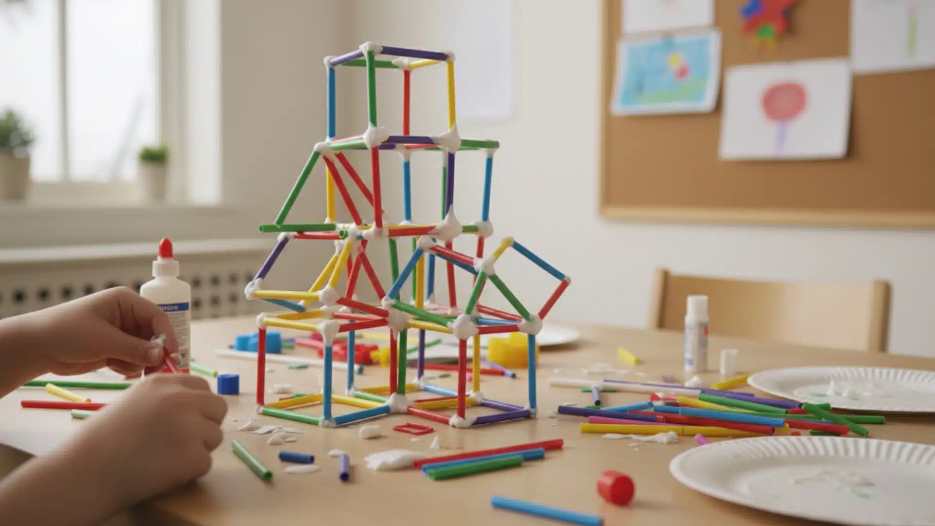 straw structure art project