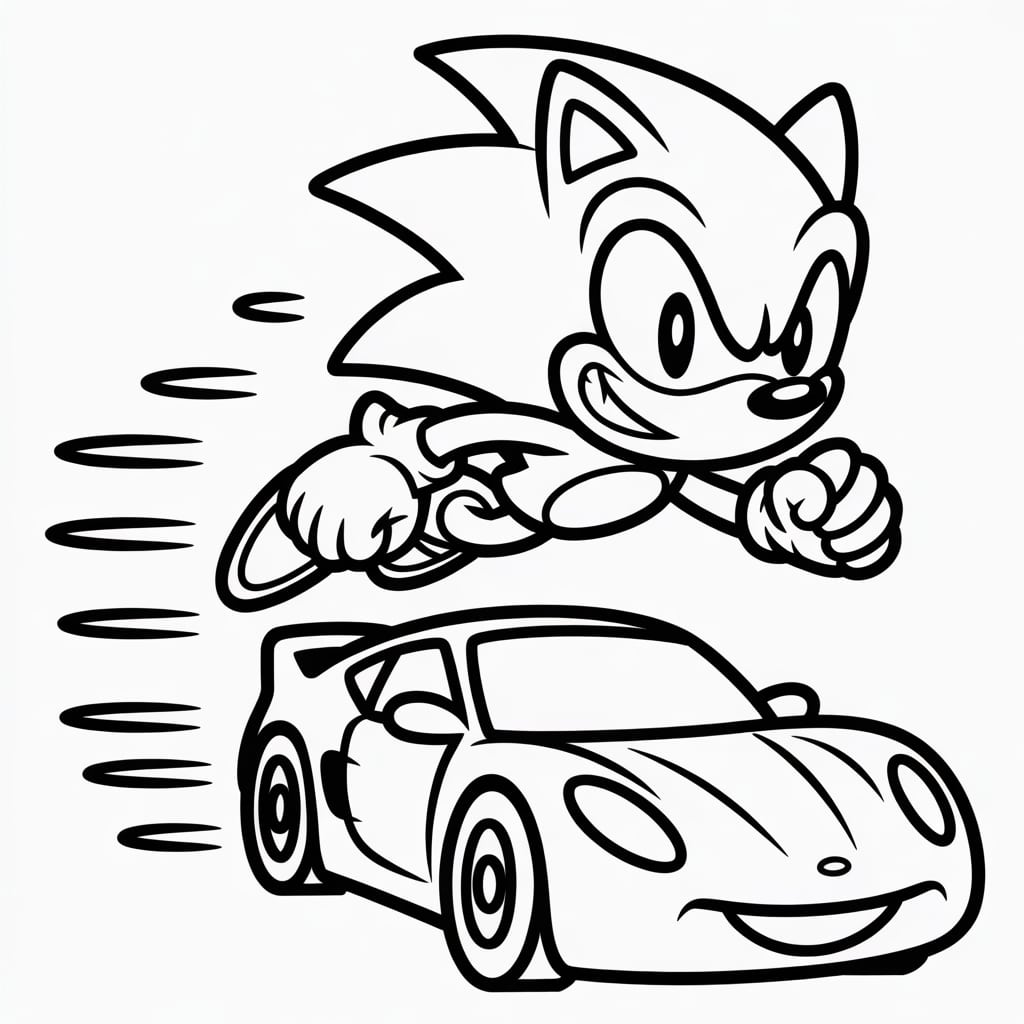 super sonic coloring pages car