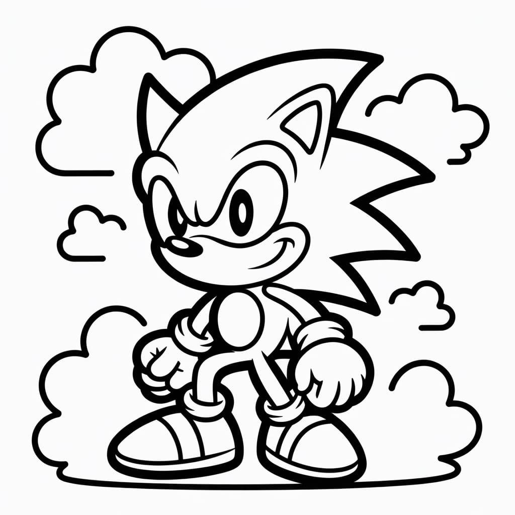 super sonic coloring pages clouds