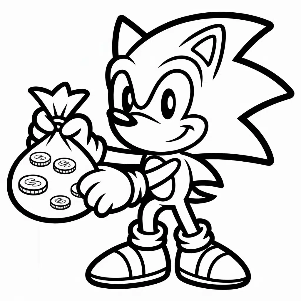 super sonic coloring pages coin