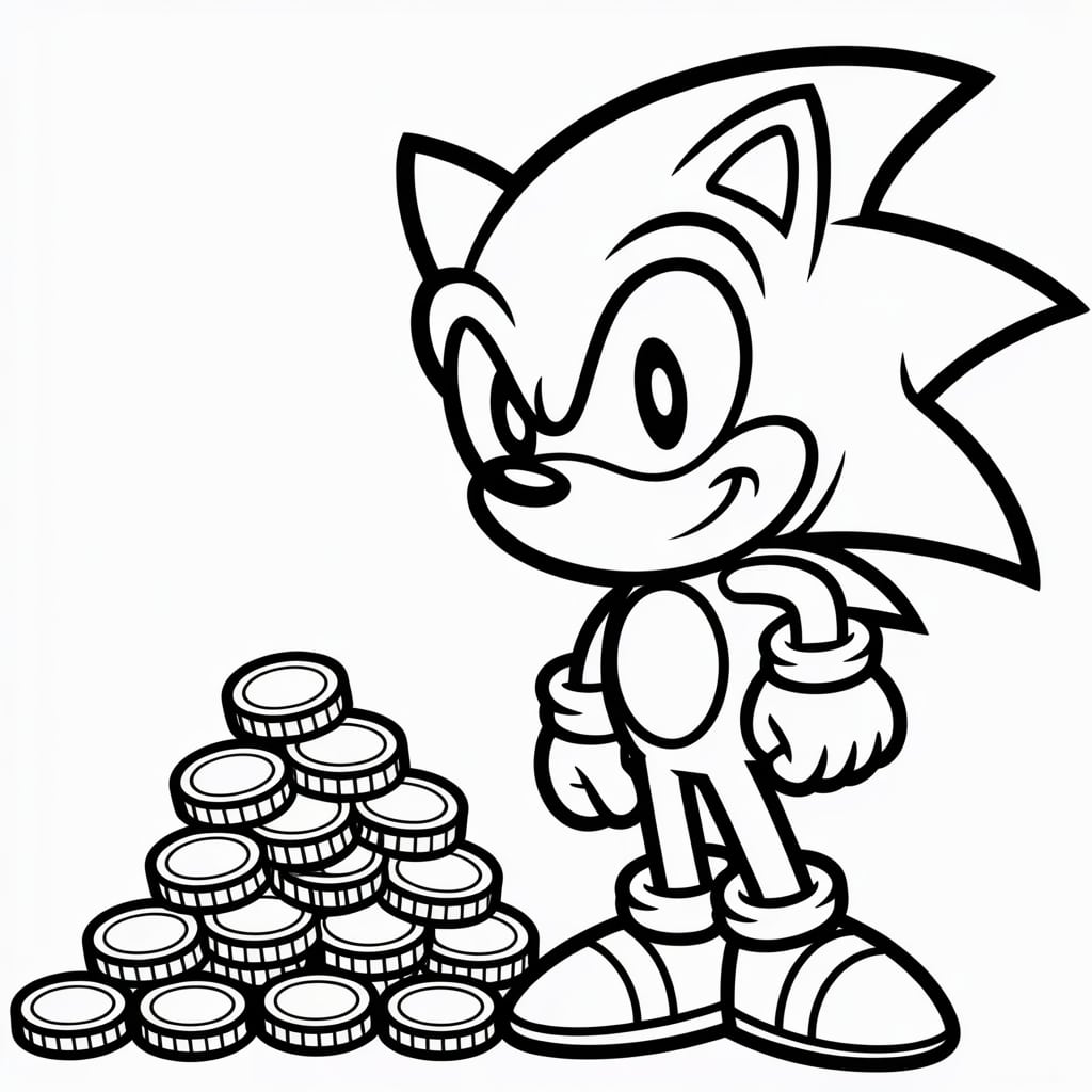 super sonic coloring pages coins