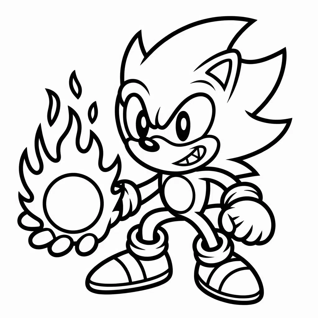 super sonic coloring pages fireball
