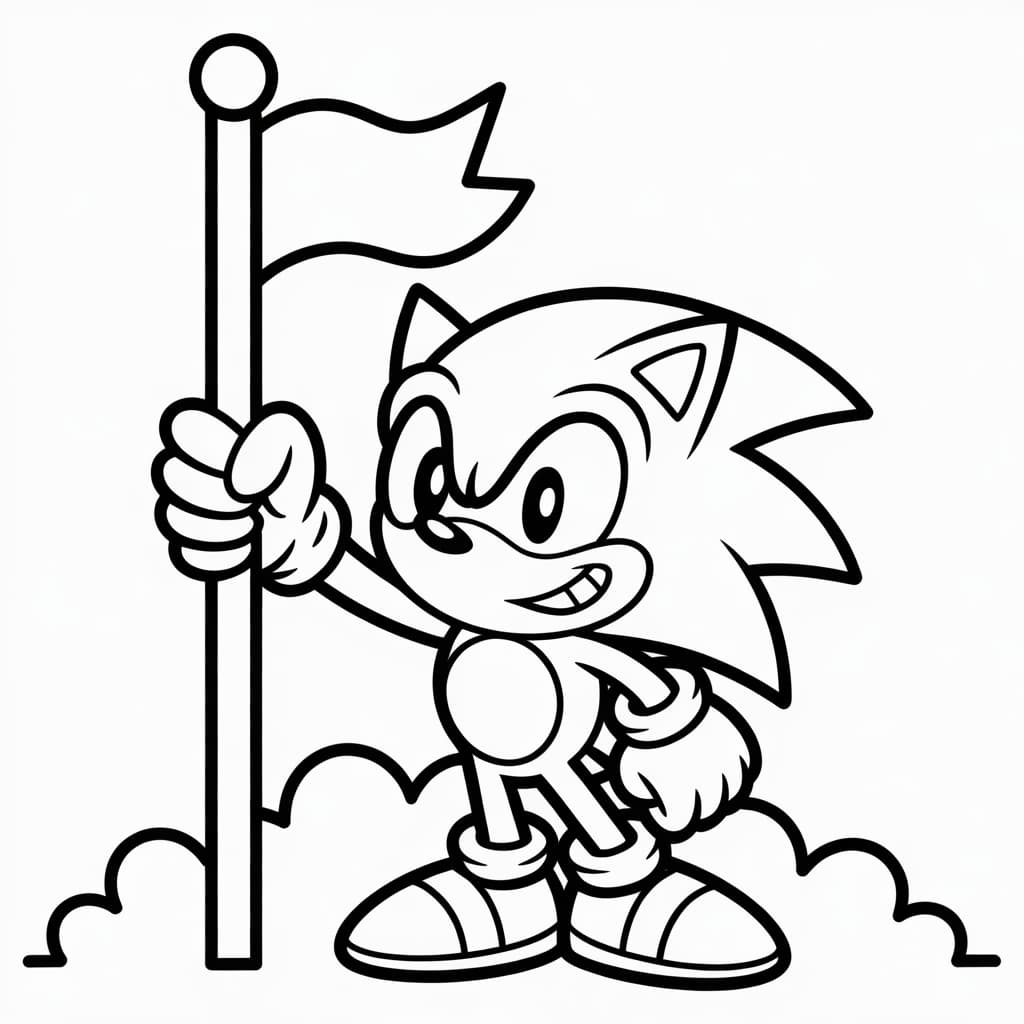 super sonic coloring pages flag