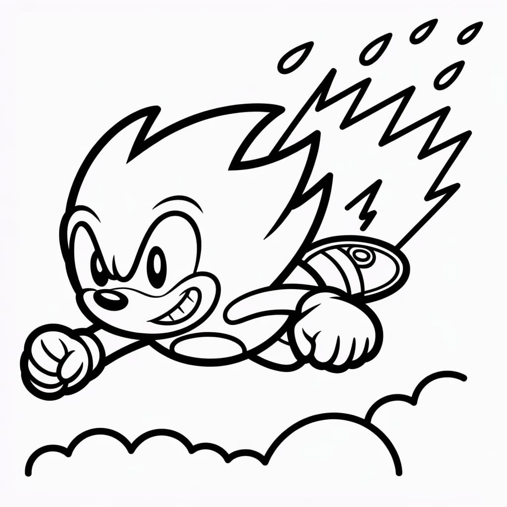 super sonic coloring pages flying